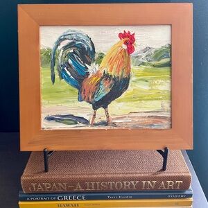 Rustic Rooster Framed Oil Painting